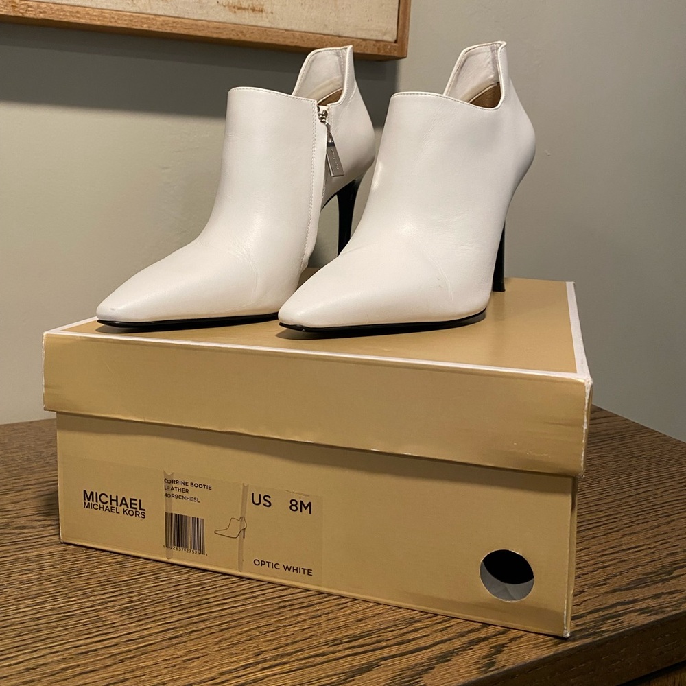 Michael Kors Optic White Ankle Boots